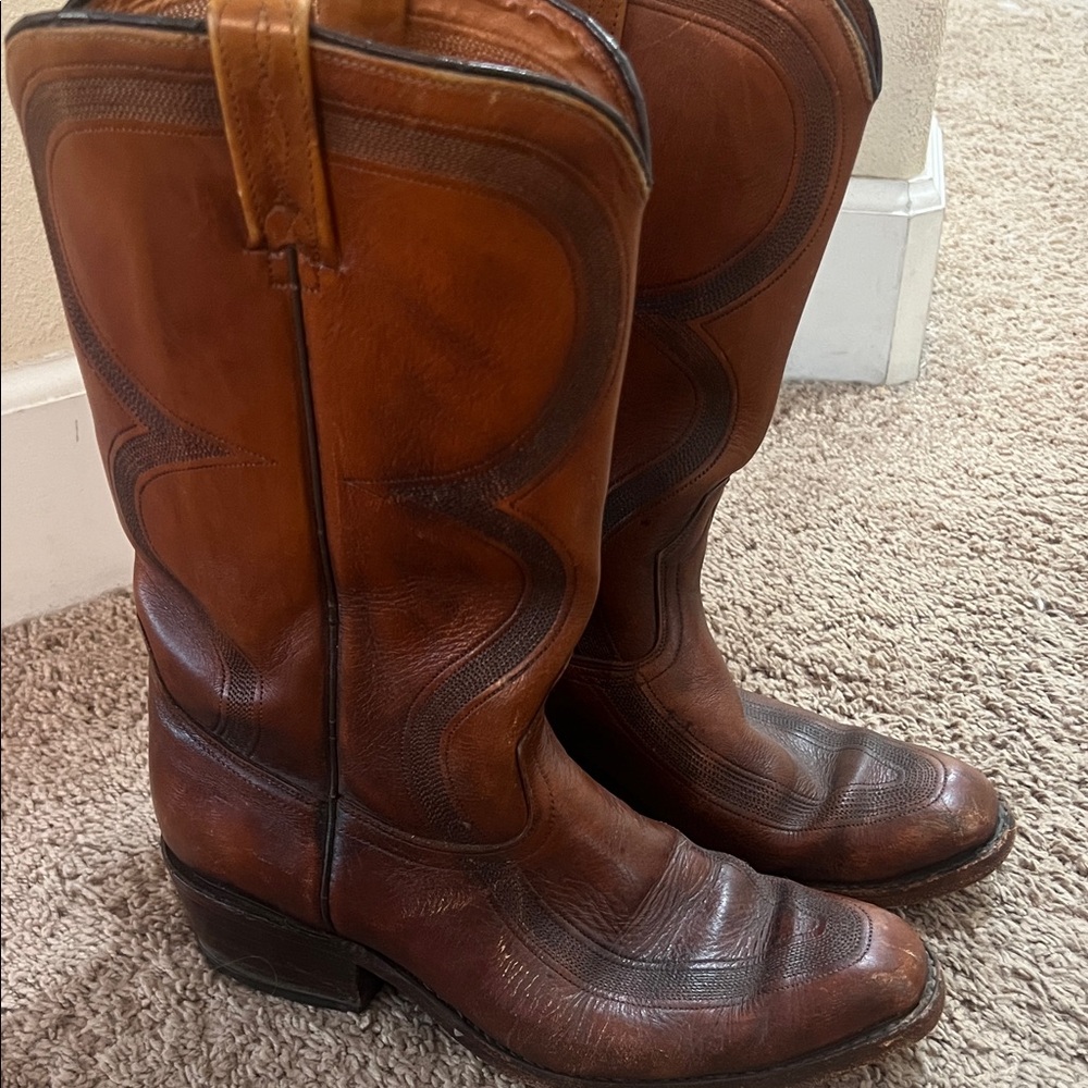 VTG Dan Post Rustic Brown Western Boots